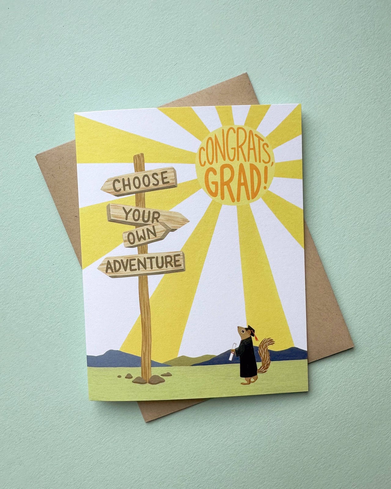 Choose Your Adventure Squirrel Graduation Card