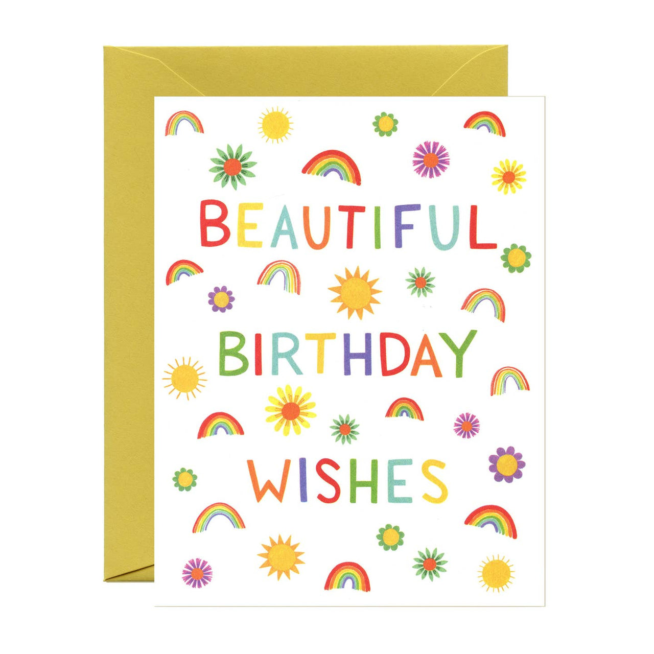Rainbows and Colorful Flowers Birthday Card