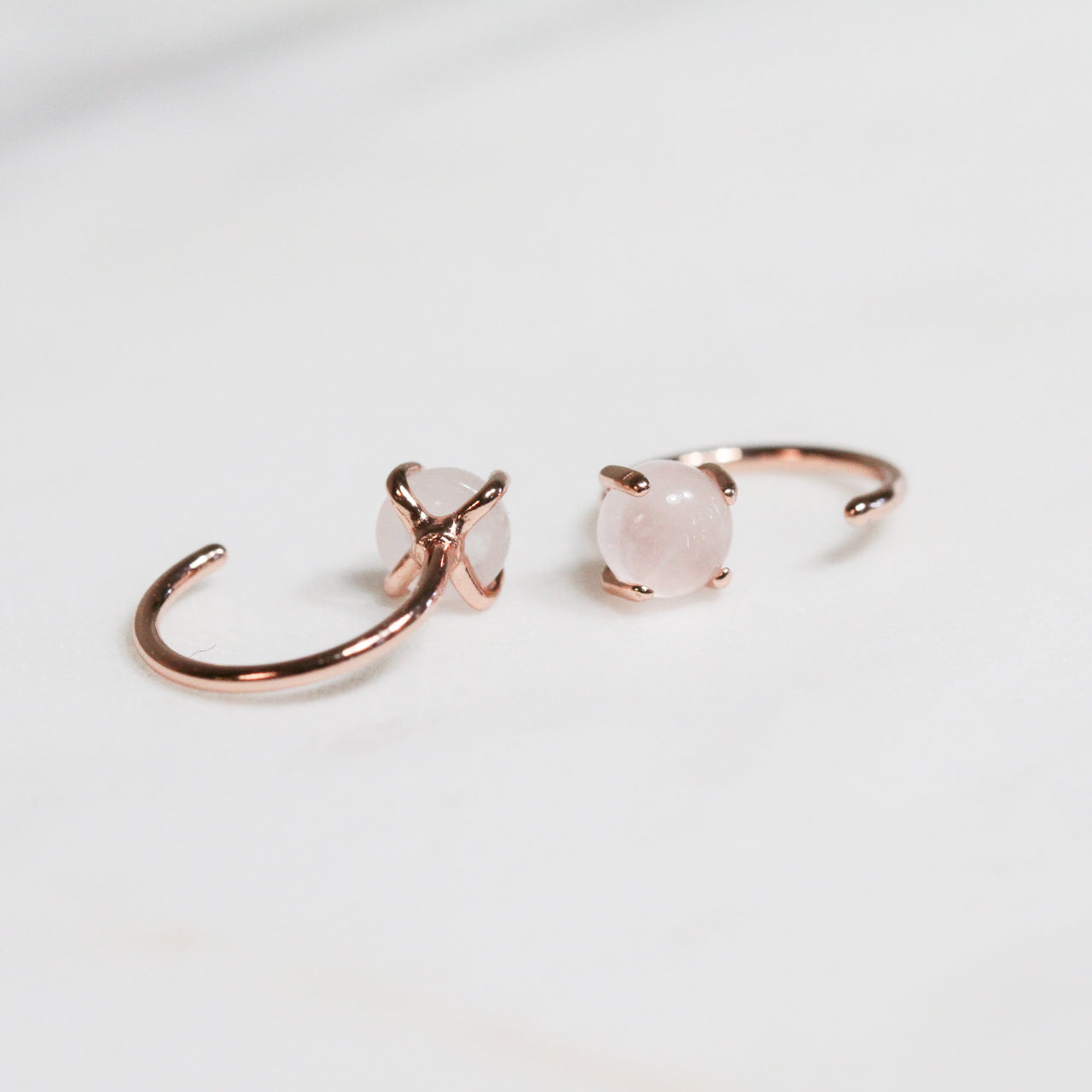 Rose Quartz Huggie Earrings
